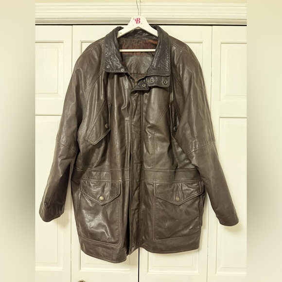 Vintage Esquire Brown Leather Jacket Bomber Biker Motorcycle Men’s Size 2X-3X - Picture 1 of 12